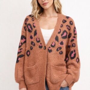Leopard Print Women's Sweater Cardigan